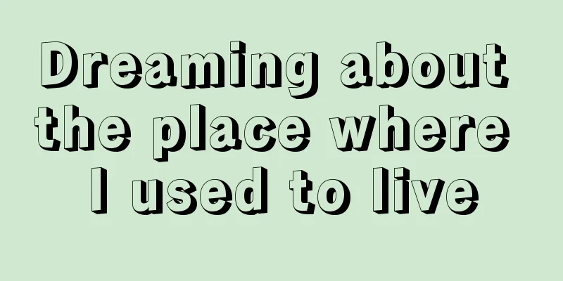 Dreaming about the place where I used to live