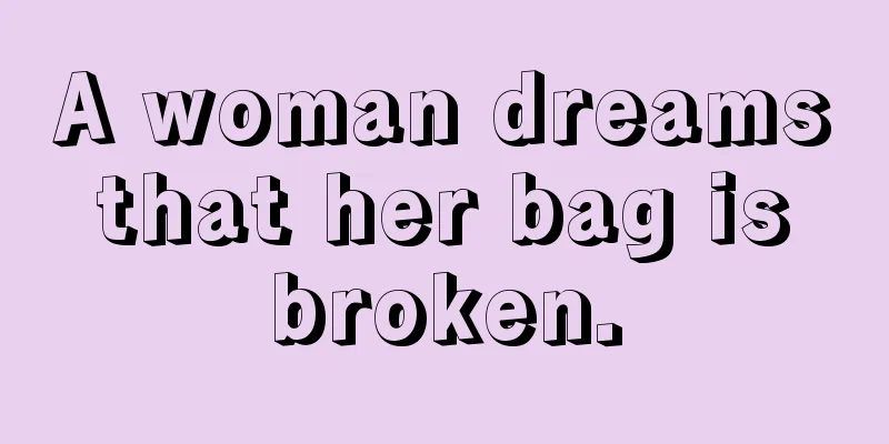 A woman dreams that her bag is broken.